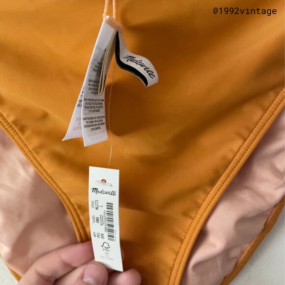 NWT Madewell Scrunchy Strap Mid-Rise Bikini Set Ochre Fresco | Size L - Picture 6 of 8